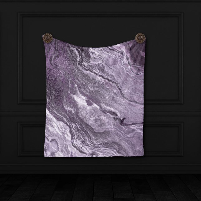 Crystallised Purple Agate | Moody Marbled Stone Fleece Blanket (Creator Uploaded)