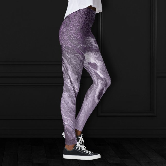Crystallised Purple Agate | Moody Marbled Stone Leggings (Creator Uploaded)