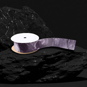 Crystallised Purple Agate   Moody Marbled Stone Satin Ribbon