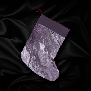 Crystallised Purple Agate   Moody Marbled Stone Small Christmas Stocking