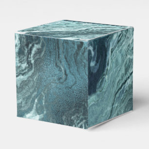 Crystallised Teal Agate   Dark Aqua Marbled Stone Favour Box