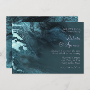 Crystallised Teal Agate   Dark Aqua Marbled Stone Invitation