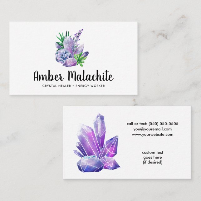 Crystals and Succulents Crystal Energy Healer Business Card (Front/Back)