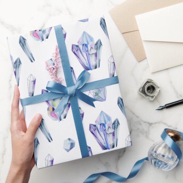 Crystals Blue and Purple  Wrapping Paper (Gifting)