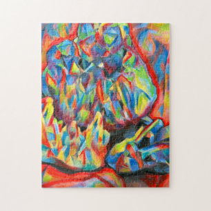 Crystals Coloured Pencil abstract Drawing art Can Jigsaw Puzzle