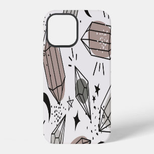 Crystals, Moon, Stars, Overlapping Design. iPhone 12 Case