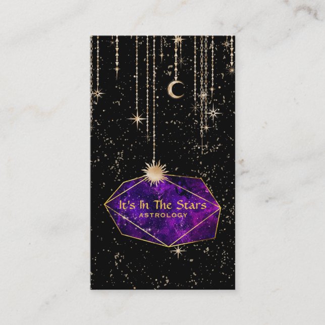 *~* Crystals Moon Stars Sun Astrology Business Card (Front)