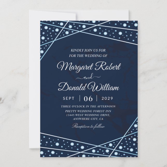 crystals & rhinestones luxury wedding invitations (Front)