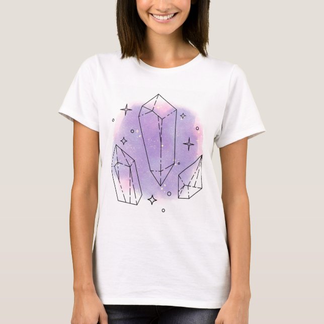 Crystals with purple background tshirt  (Front)