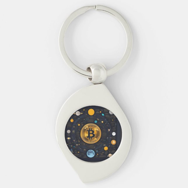 Crytpo - Bitcoin shirt - Moon time AI Key Ring (Front)