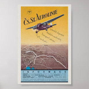 Cs. St. Aerolinie Czechoslovakia Vintage Poster