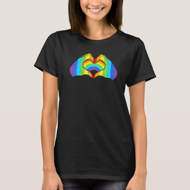 Csd Lgbt Hands Shape Rainbow Heart Pride  6 T-Shirt (Front)