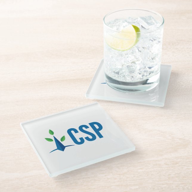CSP simple logo Glass Coaster (Angled)