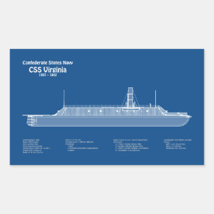CSS Virginia - Ship Blueprint Plans ABD Rectangular Sticker