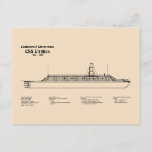 CSS Virginia - Ship Blueprint Plans SD Postcard