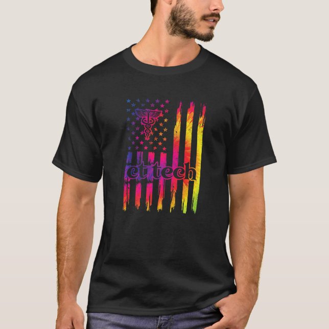 Ct Tech Us Flag Computed Tomography Tech T-Shirt (Front)
