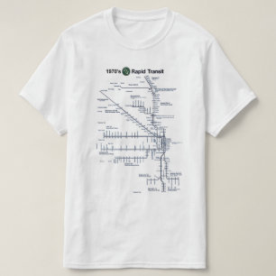 CTA "L" Rapid Transit 1970s Map Chicago, Illinois T-Shirt