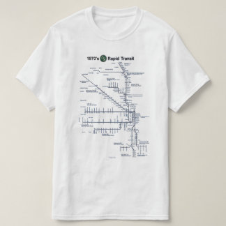CTA "L" Rapid Transit 1970s Map Chicago, Illinois  T-Shirt