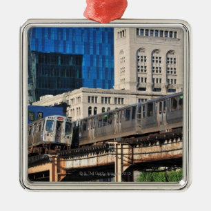CTA rapid transit Orange Line and Green Line Metal Tree Decoration