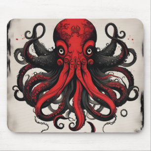 Cthulhu Asian Ink Painting Mouse Pad