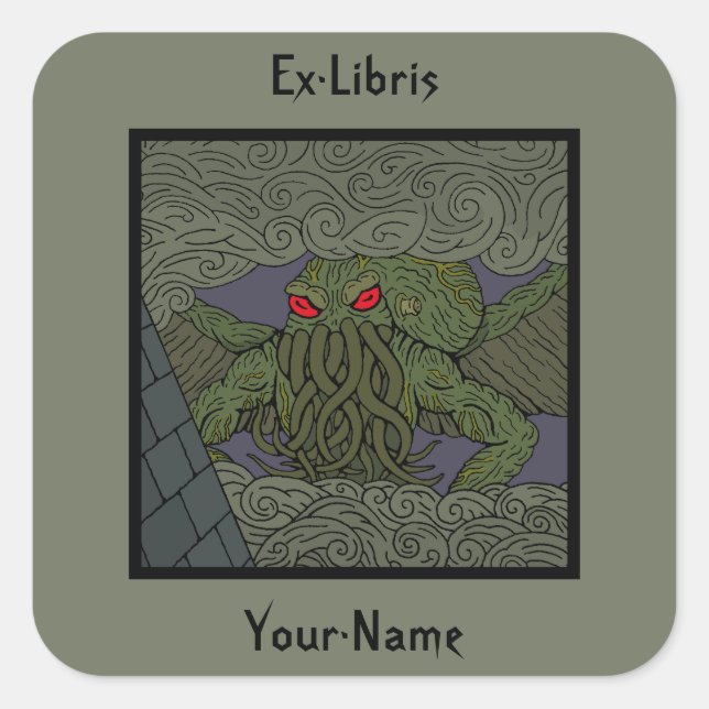Cthulhu Bookplate Square Sticker (Front)
