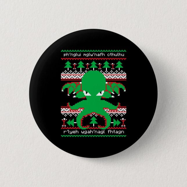 Cthulhu Cultist Christmas Cthulhu Ugly Christmas S 6 Cm Round Badge (Front)
