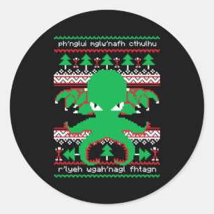 Cthulhu Cultist Christmas Cthulhu Ugly Christmas S Classic Round Sticker