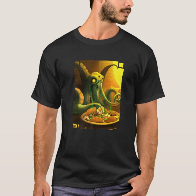 Cthulhu Eating A Plate Of Tacos Cthulhu Eating Tac T-Shirt (Front)
