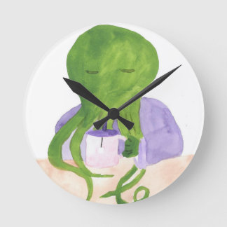 Cthulhu Has A Cup Of Tea Round Clock