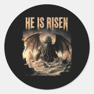 Cthulhu, He Is Risen, Vintage Easter Horror Cthulh Classic Round Sticker