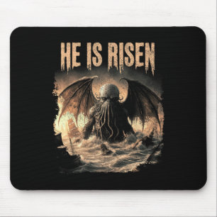 Cthulhu, He Is Risen, Vintage Easter Horror Cthulh Mouse Pad