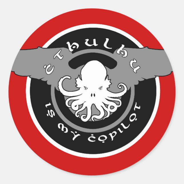Cthulhu is my Copilot Sticker (red) (Front)