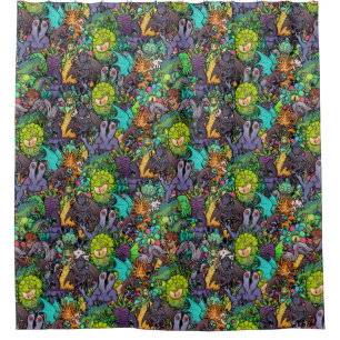 Cthulhu Lovecraft Mythos Chibi Bestiary Shower Curtain