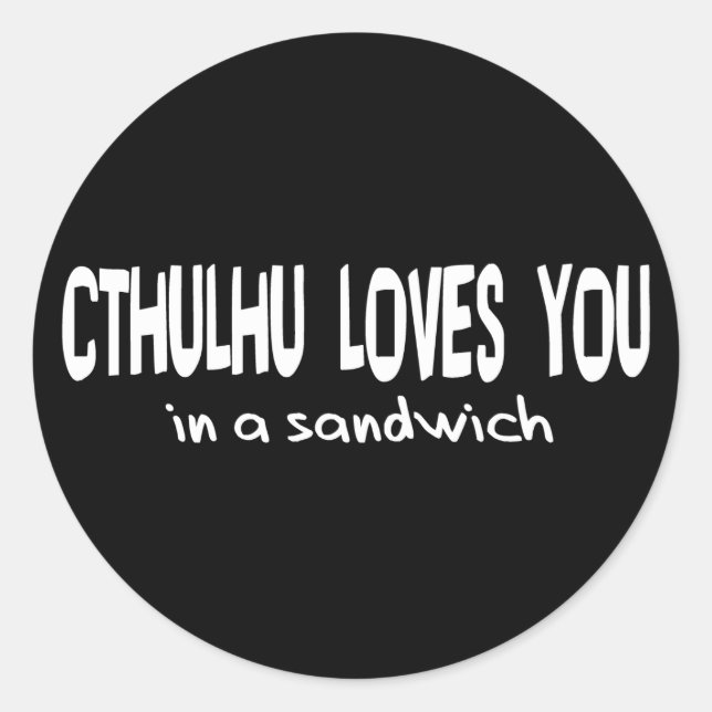 Cthulhu Loves You Classic Round Sticker (Front)