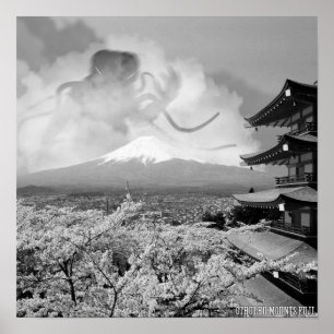 Cthulhu Mounts Fuji Poster