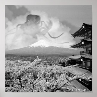 Cthulhu Mounts Fuji Poster