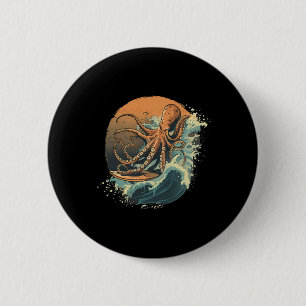 Cthulhu Ocean Sea Animal Octopus Lover Surfing Sea 6 Cm Round Badge