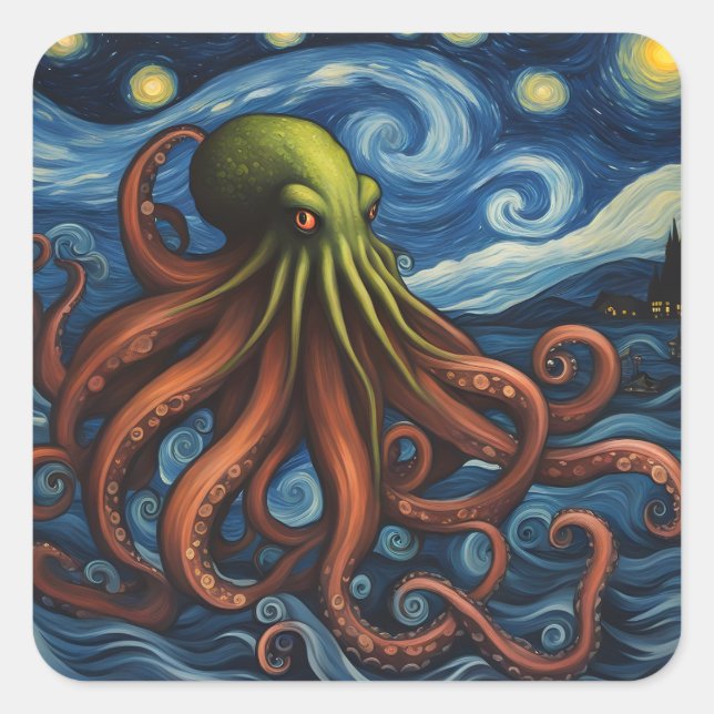 Cthulhu Post-Impressionism Square Sticker (Front)