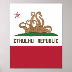 Cthulhu Republic California Flag Lovecraft Poster