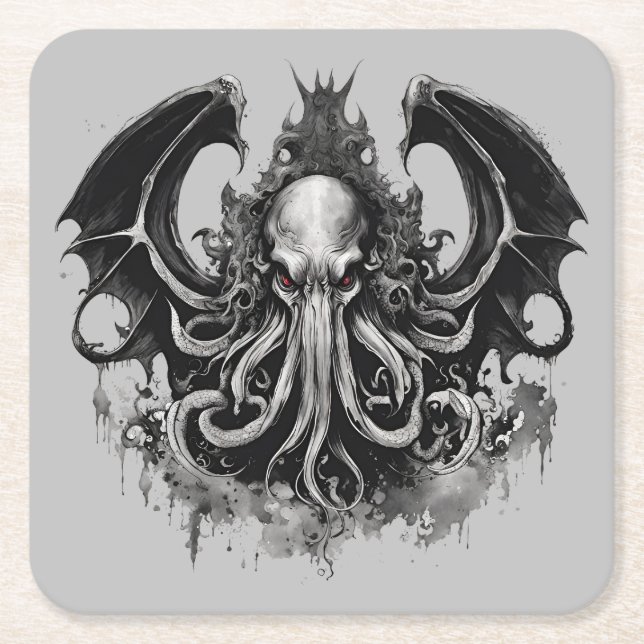 Cthulhu Square Paper Coaster (Front)