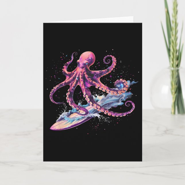 Cthulhu Surfing Octopus Lover Sea Monster Ocean Se Card (Front)