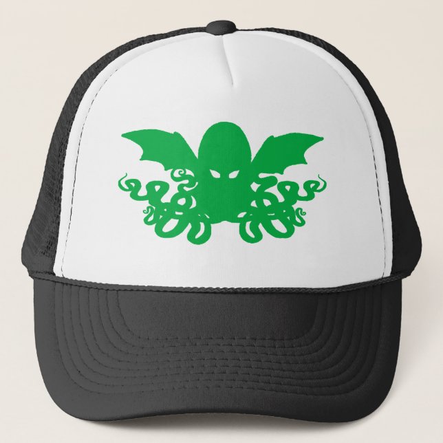 Cthulhu Trucker Hat - Green (Front)