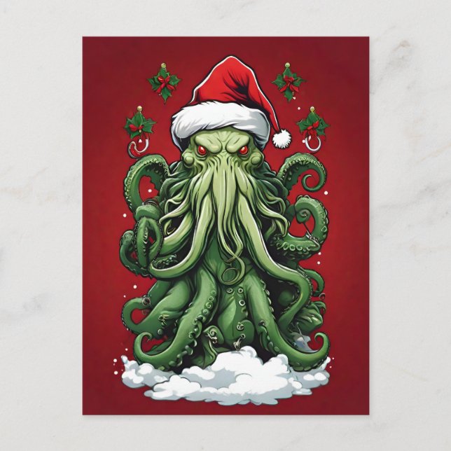 Cthulhu's Yuletide Reign: A Terrifying Christmas Postcard (Front)