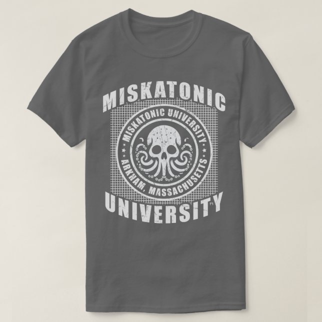 Cthulu And Lovecraft Miskatonic University T-Shirt (Design Front)