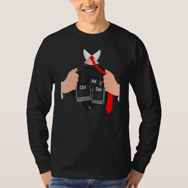 Ctrl Alt Del I Computer Hacker Code Hacking It Pro T-Shirt (Front)