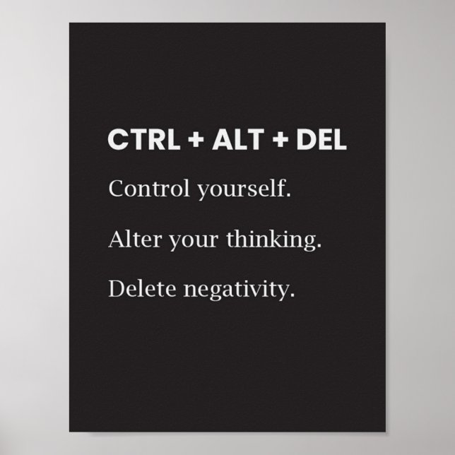 Ctrl Alt Del Motivational inspiration Saying Quote Poster (Front)