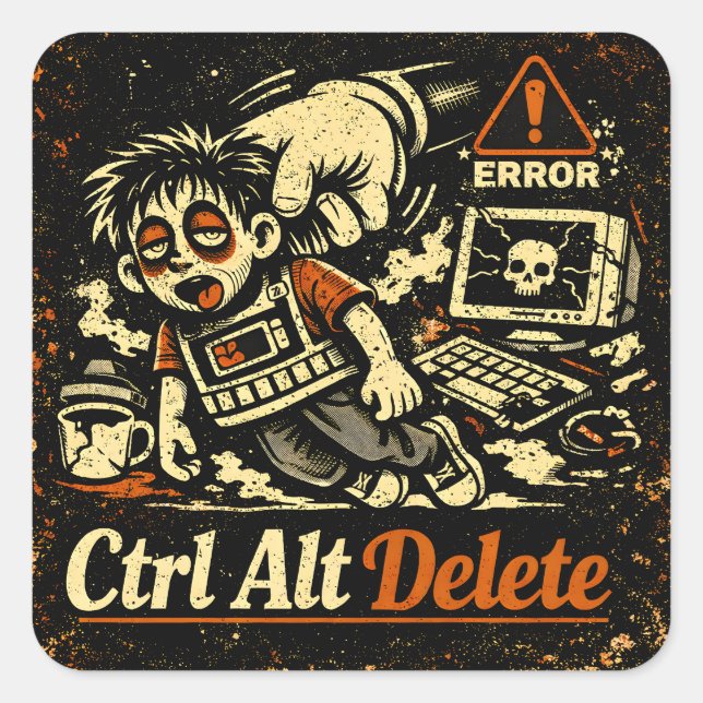 Ctrl Alt Delete – Reboot Life Tech Humour Square Sticker (Front)