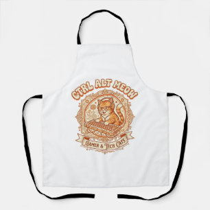 Ctrl Alt Meow Cat Gamer Tech Vintage Vector Art Sh Apron