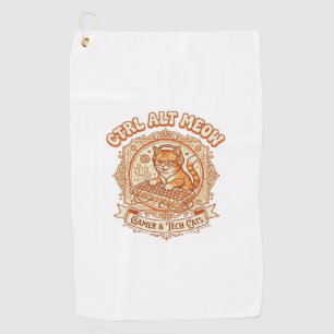 Ctrl Alt Meow Cat Gamer Tech Vintage Vector Art Sh Golf Towel