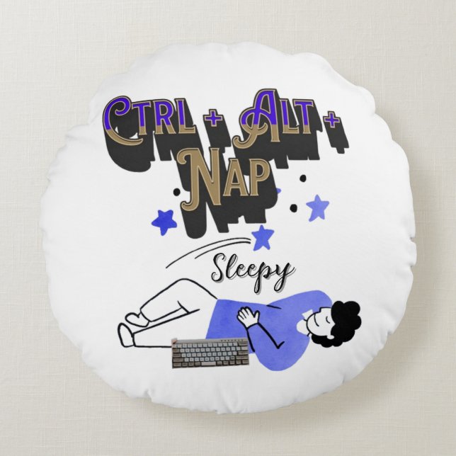 Ctrl + Alt + Nap Throw Pillow | Funny Geeky Nap  (Front)